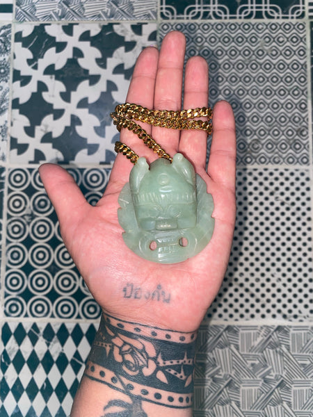 Lion Jade Head Necklace – Rose Wolf Collective - Main Image