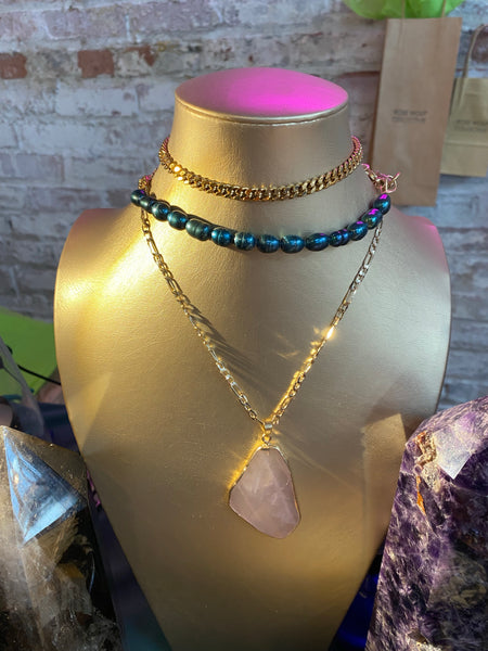 Blue Pearl Chain Necklace